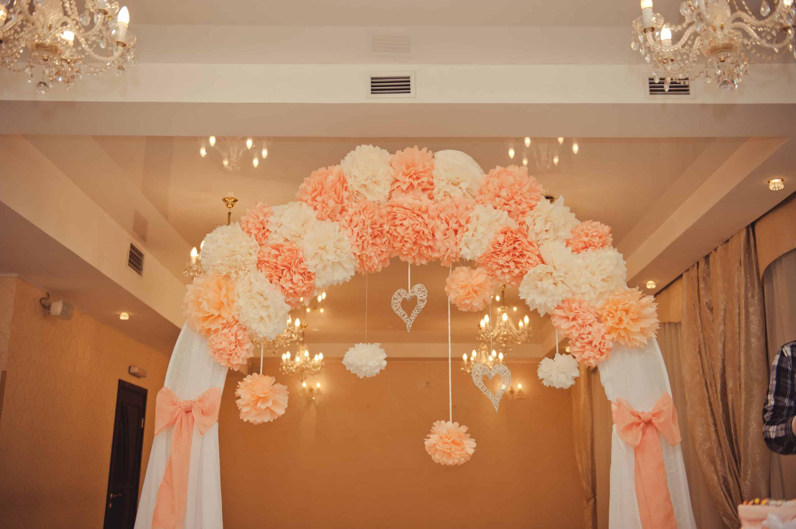Wedding,Arch,Inside.,Wedding,Ceremony,In,Orange,Color.,Details,Of