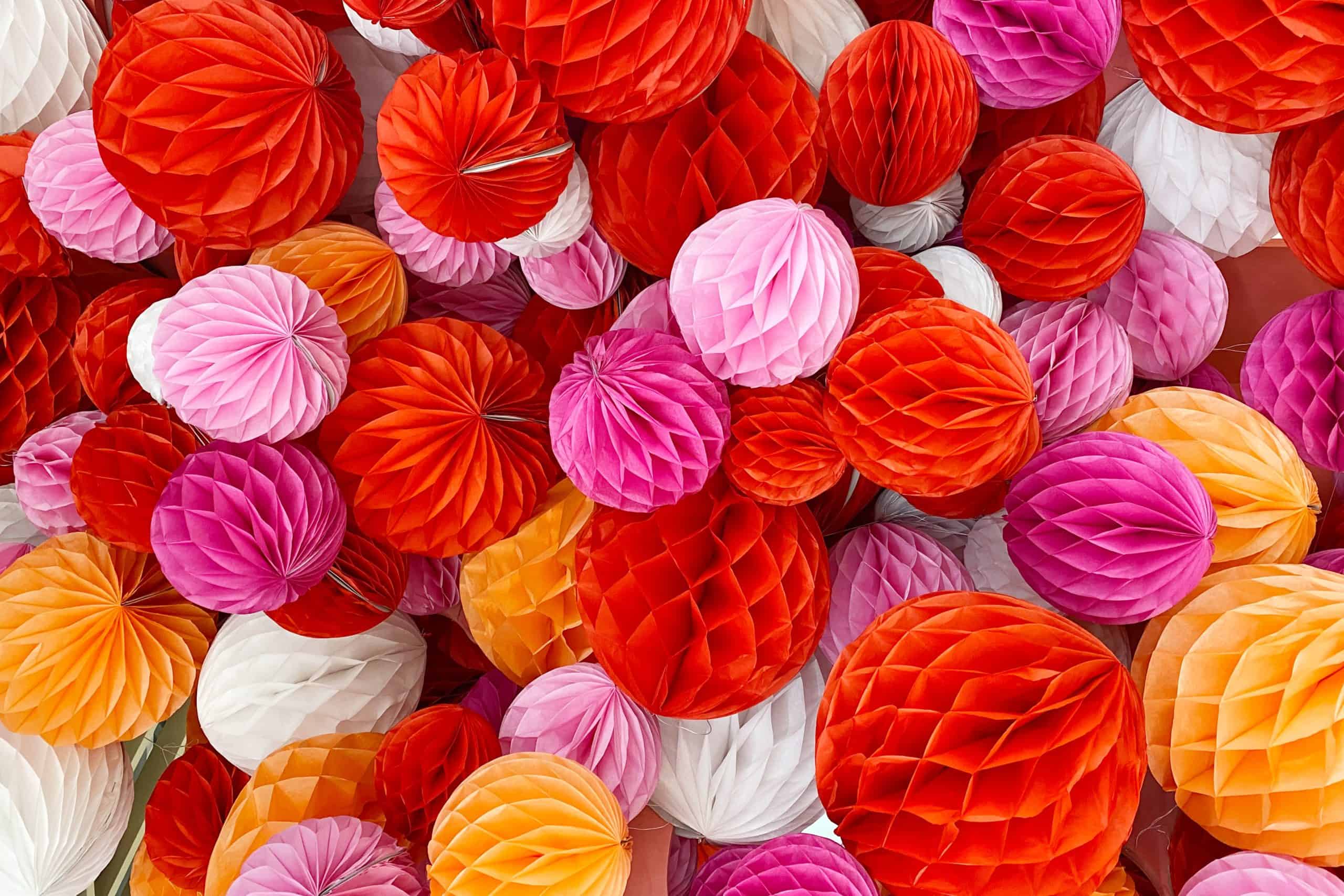 Multicolored,Paper,Pom-poms,Or,Honeycomb,Paper,Balls,For,The,Holiday